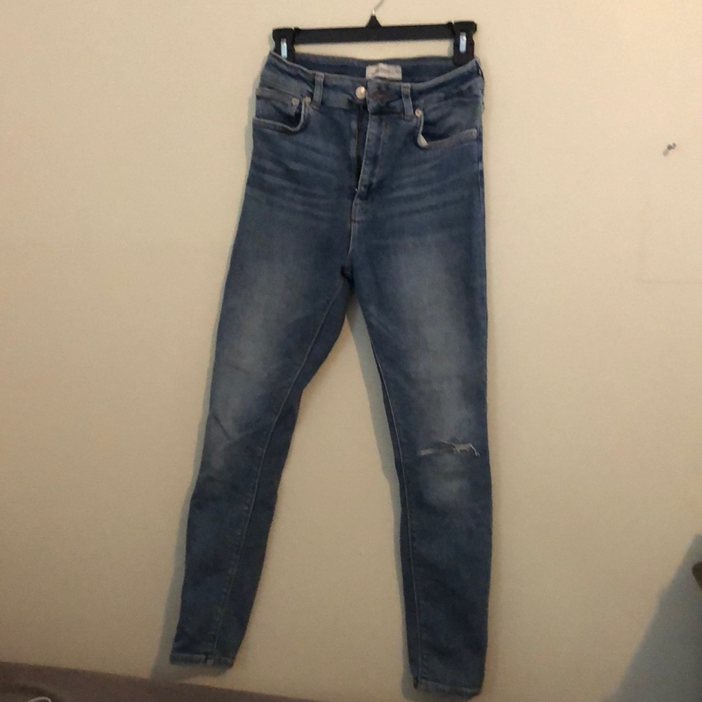 Zara Medium Wash High Rise Skinny Ankle